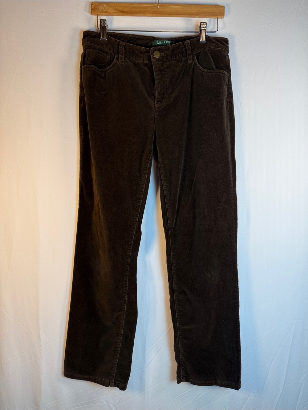 Ralph Lauren Dark Brown Velveteen Corduroy Boot-Leg Jeans